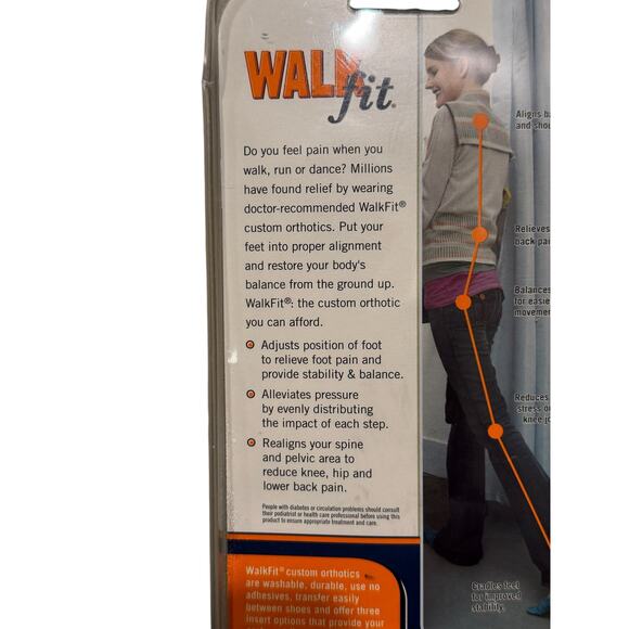 WalkFit Blue Orthotics for Balance & Relief Insert Insoles Women 7-7.5 Men 6-6.5 - Picture 4 of 6